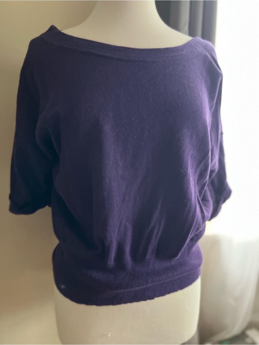 a.n.a Purple Off-the-Shoulder Short Sleeve Sweater